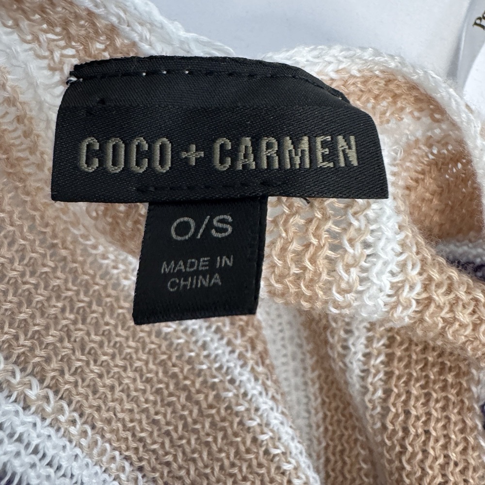 Coco‎ + Carmen Woman's Poncho One Size  Brown Teal Striped  Swim Cover Up Beachy - Picture 10 of 12